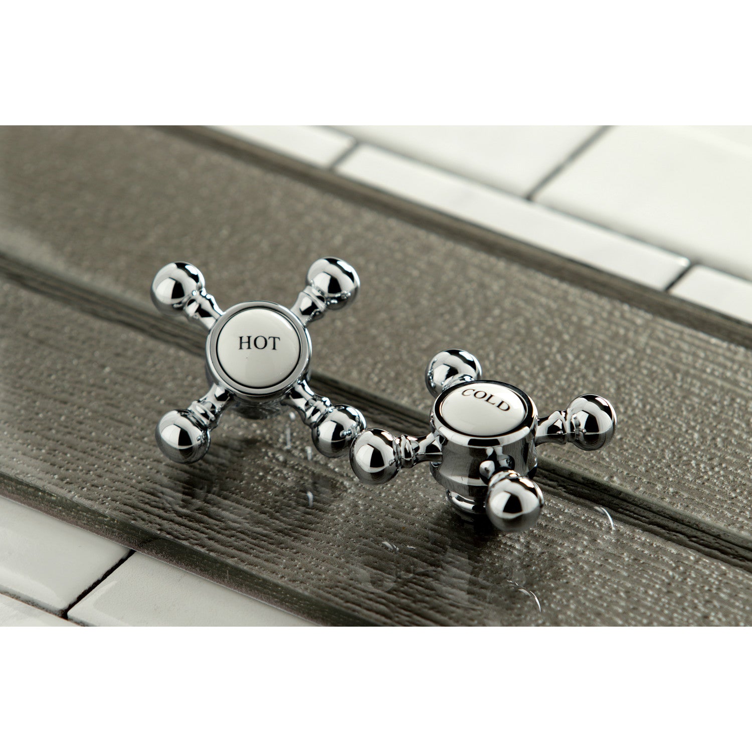 Kingston Tulare KS7001BX - English Country Double-Handle 3-Hole Deck Mount 4-Inch Centerset Bathroom Faucet with Brass Pop-Up, Polished Chrome — thumbnail 3